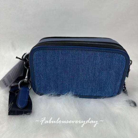 Coach Men's Wyatt Crossbody Bag In Denim/Gunmetal/Denim/Deep Blue CBG14 NWT - Picture 4 of 9